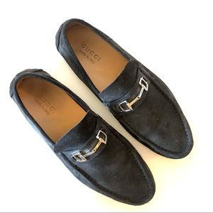 Gucci Silver and Black Loafers Slip-Ons